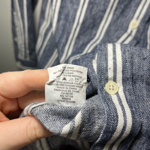 Frank and Oak Men’s Hemp Blend Striped Button Down Shirt in M - Picture 4 of 6